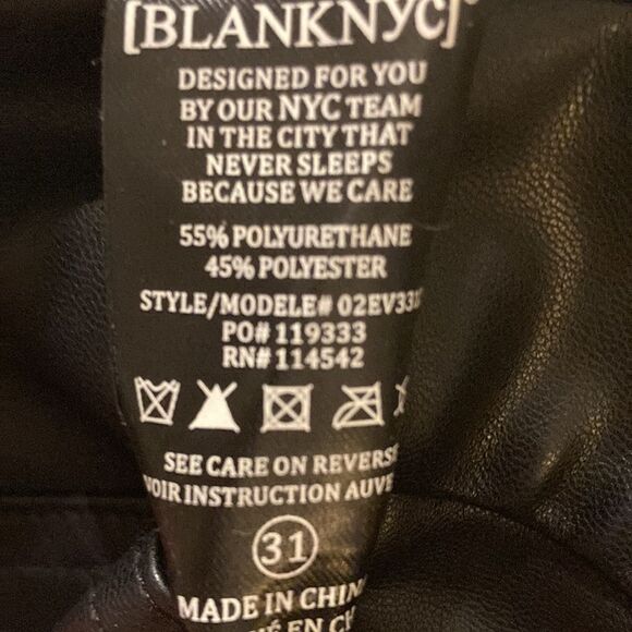 Blank NYC Black Faux Leather Flare Pants High Rise Vegan Leather Size 31 NWT - Picture 7 of 8